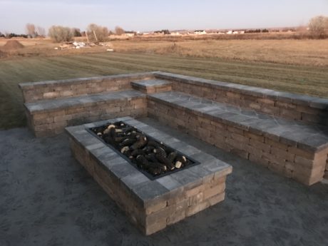 stone seating and outdoor fire pit
